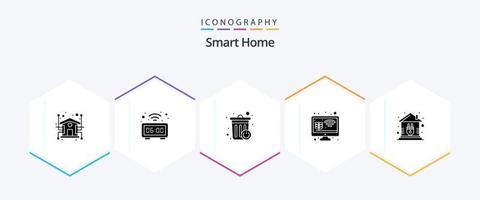 Smart Home 25 Glyph icon pack including control. monitor growth. wrist. growth. farming vector