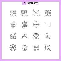 Modern Set of 16 Outlines and symbols such as holidays egg missed easter egg game Editable Vector Design Elements