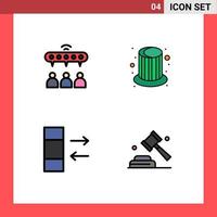 Pictogram Set of 4 Simple Filledline Flat Colors of group data team party politics Editable Vector Design Elements