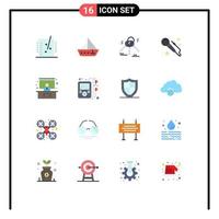 Set of 16 Modern UI Icons Symbols Signs for presentation art vehicles mic real estate Editable Pack of Creative Vector Design Elements