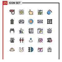 Group of 25 Modern Filled line Flat Colors Set for bleeding seo operation office touch Editable Vector Design Elements