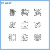 Set of 9 Modern UI Icons Symbols Signs for suitcase resources construction location hr Editable Vector Design Elements