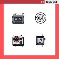Pictogram Set of 4 Simple Filledline Flat Colors of audio steering tape strategy game Editable Vector Design Elements