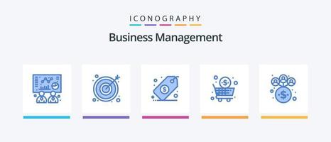 Business Management Blue 5 Icon Pack Including . management. dollar. business. shop. Creative Icons Design vector