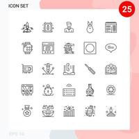 Group of 25 Lines Signs and Symbols for easter user worker person happy Editable Vector Design Elements