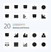 20 Finance Solid Glyph icon Pack like business gold coin finance bars vector