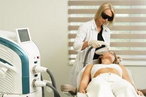 Woman client during IPL treatment in a cosmetology clinic photo