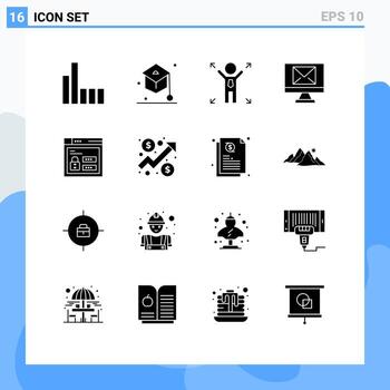 16 interfaz de usuario paquete de glifos sólidos de signos y símbolos modernos de análisis louck man web nuevos elementos de diseño vectorial editables vector