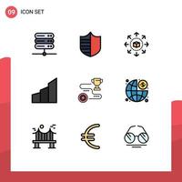 Universal Icon Symbols Group of 9 Modern Filledline Flat Colors of target office blocks eshop modern building architecture Editable Vector Design Elements