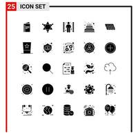 25 User Interface Solid Glyph Pack of modern Signs and Symbols of top roof complication candle love Editable Vector Design Elements