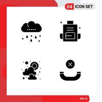 Pictogram Set of 4 Simple Solid Glyphs of cloud sun thanksgiving bag weather Editable Vector Design Elements