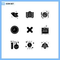 Set of 9 Modern UI Icons Symbols Signs for internet cross breakfast close delete Editable Vector Design Elements
