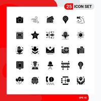 User Interface Pack of 25 Basic Solid Glyphs of radioactive pipe bank map pin Editable Vector Design Elements