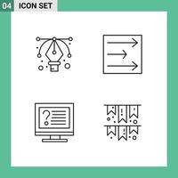 Modern Set of 4 Filledline Flat Colors and symbols such as design info arrow computer celebrate Editable Vector Design Elements