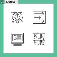 Modern Set of 4 Filledline Flat Colors and symbols such as design info arrow computer celebrate Editable Vector Design Elements