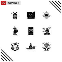 Modern Set of 9 Solid Glyphs and symbols such as application knight sun horse strategy Editable Vector Design Elements