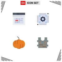 Modern Set of 4 Flat Icons and symbols such as application pumpkin web development life Editable Vector Design Elements