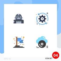 4 Thematic Vector Flat Icons and Editable Symbols of astronaut achievement helmet refresh goal Editable Vector Design Elements