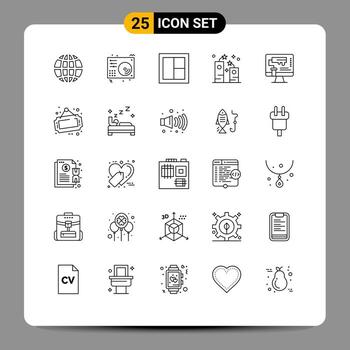 Universal Icon Symbols Group of 25 Modern Lines of holidays firecracker song celebration window Editable Vector Design Elements