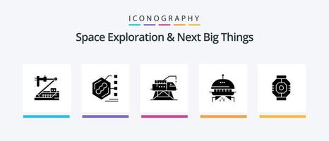 exploración espacial y próximas grandes cosas glifo 5 paquete de iconos que incluye esclusa de aire. espacio. formulario. astronomía. laboratorio. diseño de iconos creativos vector