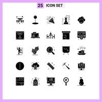 Pictogram Set of 25 Simple Solid Glyphs of industry pollustion night invironmental science of matter Editable Vector Design Elements