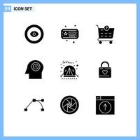Stock Vector Icon Pack of 9 Line Signs and Symbols for lock travel ecommerce camping time Editable Vector Design Elements