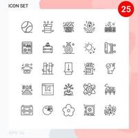 Mobile Interface Line Set of 25 Pictograms of venture fund water capital kitchen Editable Vector Design Elements