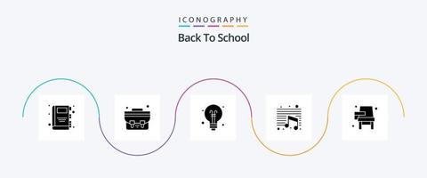 Back To School Glyph 5 Icon Pack Including learning. desk. education. chair. education vector