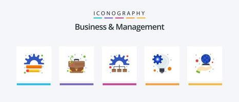 Business And Management Flat 5 Icon Pack Including global. innovative process. case. innovative idea. working. Creative Icons Design vector