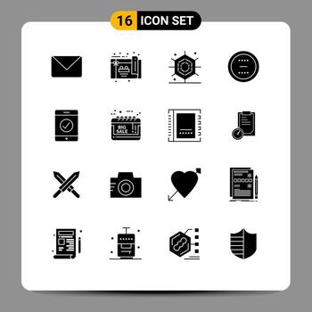 paquete de interfaz de usuario de 16 glifos sólidos básicos de calendario vacaciones completas menos eliminar elementos de diseño vectorial editables vector