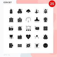 25 Thematic Vector Solid Glyphs and Editable Symbols of love crown connection wedding love Editable Vector Design Elements