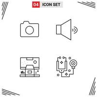 4 User Interface Line Pack of modern Signs and Symbols of camera control basic volume room Editable Vector Design Elements