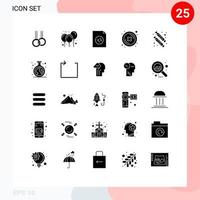 Group of 25 Modern Solid Glyphs Set for food candy file candies delete Editable Vector Design Elements