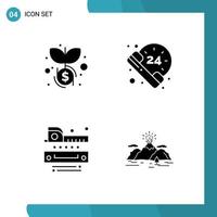 Group of Solid Glyphs Signs and Symbols for dollar tapeline hours level hill Editable Vector Design Elements