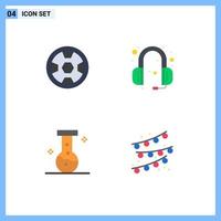 Universal Icon Symbols Group of 4 Modern Flat Icons of achievement lab wreath support buntings Editable Vector Design Elements