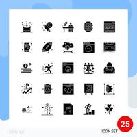 Modern Set of 25 Solid Glyphs and symbols such as seo technology business smart electronic Editable Vector Design Elements