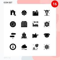 Set of 16 Modern UI Icons Symbols Signs for illustration artwork god bulb file Editable Vector Design Elements