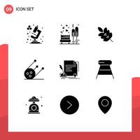 9 Universal Solid Glyphs Set for Web and Mobile Applications paper space ecology shuttle spring Editable Vector Design Elements