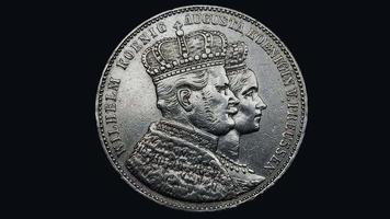coin ancient thaller silver, king Wilhelm queen Augustine, Prussia 1861 obverse video