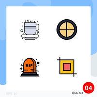 4 interfaz de usuario paquete de color plano de línea de relleno de signos y símbolos modernos de decoración de cultivo de taza de café transformación de halloween elementos de diseño vectorial editables vector