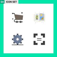 4 Flat Icon concept for Websites Mobile and Apps cart media basket book page Editable Vector Design Elements