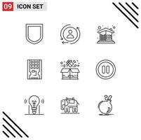 Modern Set of 9 Outlines Pictograph of package ssd construction solid drive Editable Vector Design Elements