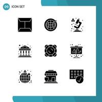 Set of 9 Commercial Solid Glyphs pack for market float science support protection Editable Vector Design Elements