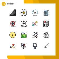 Set of 16 Modern UI Icons Symbols Signs for caution list cloud clipboard programming Editable Creative Vector Design Elements