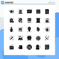 Universal Icon Symbols Group of 25 Modern Solid Glyphs of hr living audio interior wave Editable Vector Design Elements