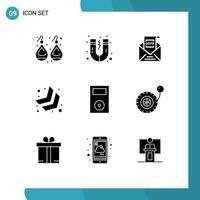 Modern Set of 9 Solid Glyphs and symbols such as ipod devices email down right arrow Editable Vector Design Elements