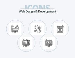 Web Design And Development Line Icon Pack 5 Icon Design. keyboard. computer. responsive. coding. tool vector