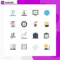 Pack of 16 Modern Flat Colors Signs and Symbols for Web Print Media such as hourglass donation aspect ratio charity globe Editable Pack of Creative Vector Design Elements