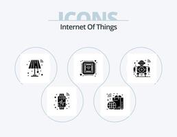 internet de las cosas glifo icon pack 5 diseño de iconos. robot. inteligente. interior. futuro. chip vector