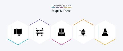 Maps and Travel 25 Glyph icon pack including . bobber. . construction vector